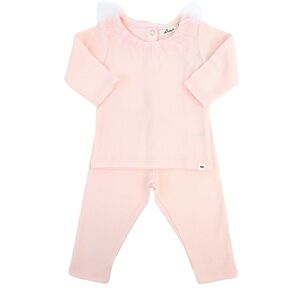 oh baby! Pointelle Dotted Mesh Collar Set - Pale Pink 0-3 months